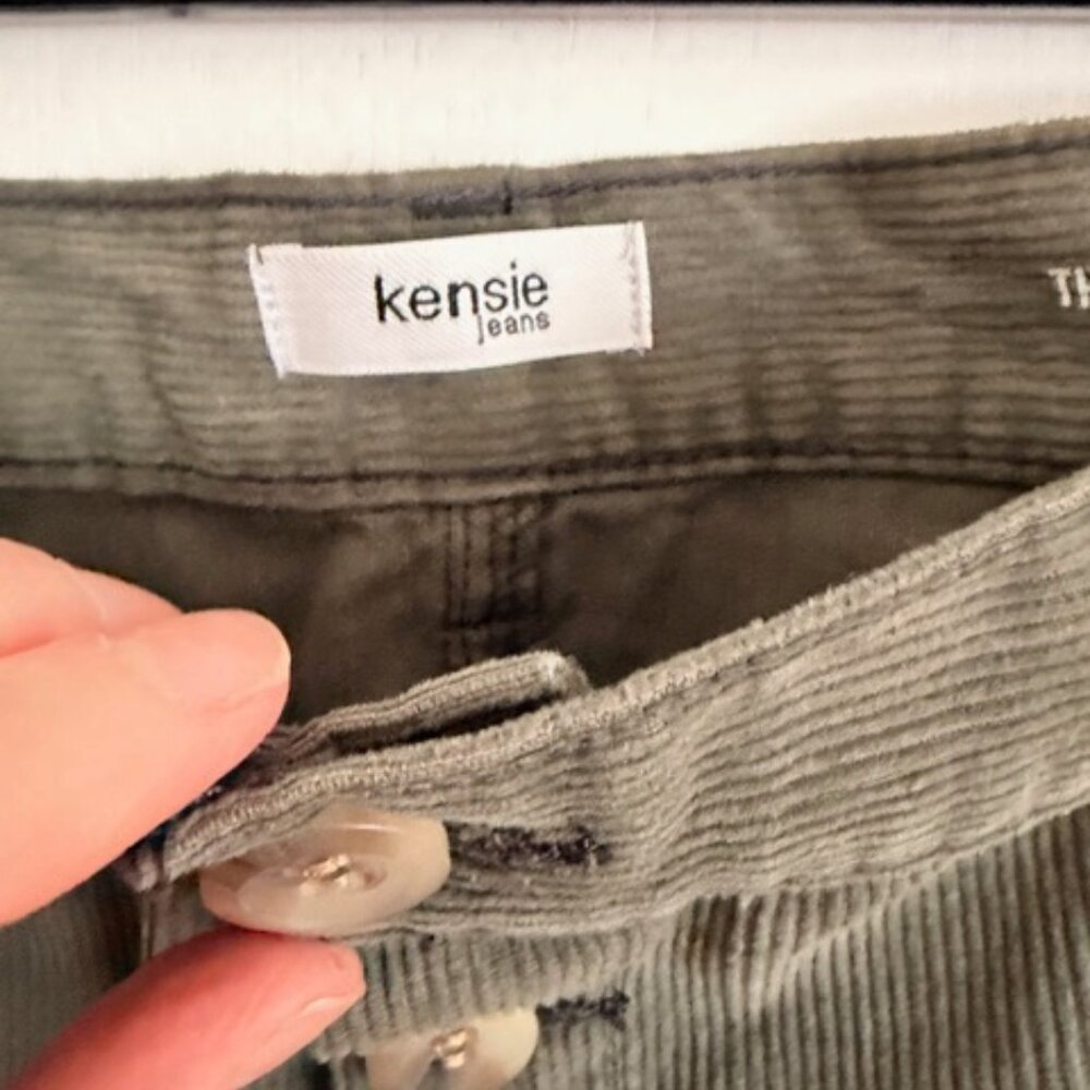 Kensie Button-Front Corduroy Miniskirt — Size 14 - Teal Slate - New with Tags - Picture 5 of 9